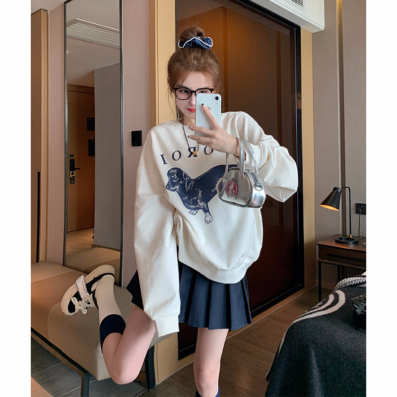 Official photo plus velvet 250g / David's round neck autumn and winter sweatshirt for women plus velvet