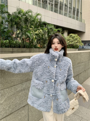 Actual shot 9918#~Lamb plush fur all-in-one coat for women winter Korean style imitation fur loose thickened coat