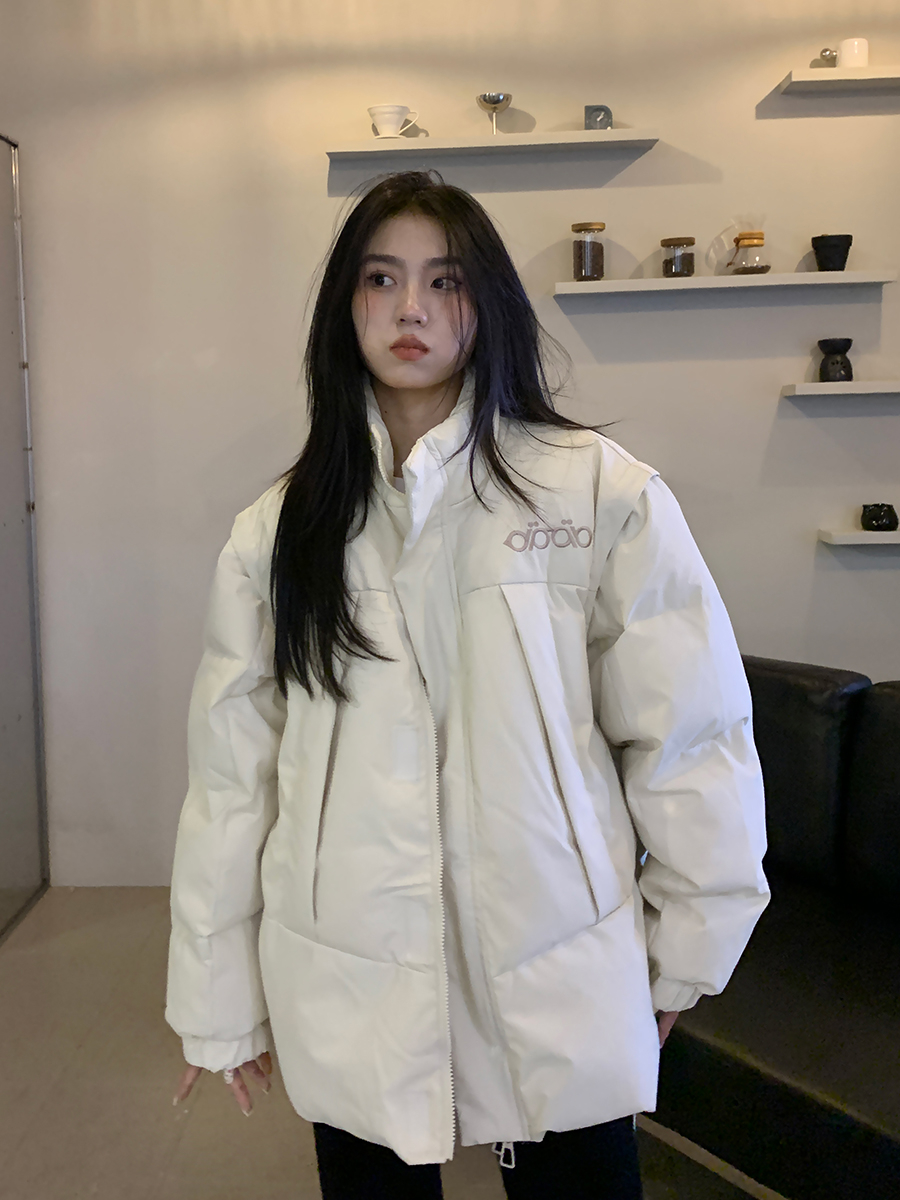 Where is the Orange Tree? Detachable sleeves, two-wear cotton coat for women. Autumn and winter Korean style loose and versatile cotton coat trend.
