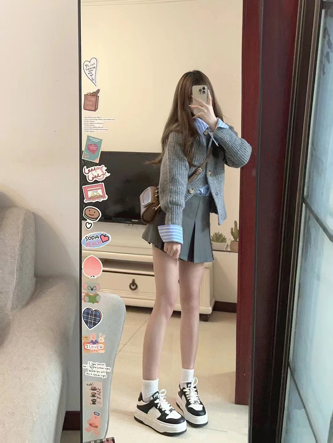 秋裝搭配一整套休閒時尚條紋針織開衫半身裙三件套裝新款女