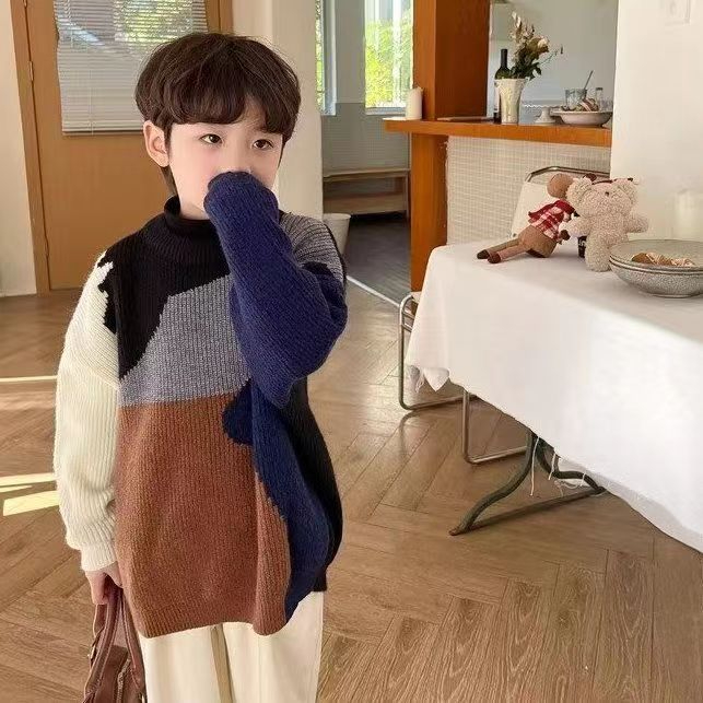 兒童毛衣男童春秋款童裝2023新款男孩針織衫寶寶上衣洋氣中大童秋