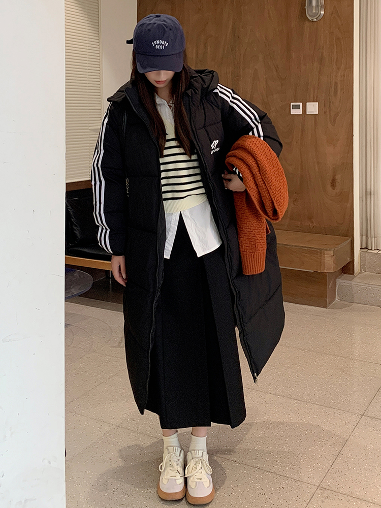 實拍羽絨服女中長款2023冬季新款活帽韓版bf 寬鬆ins外套棉服