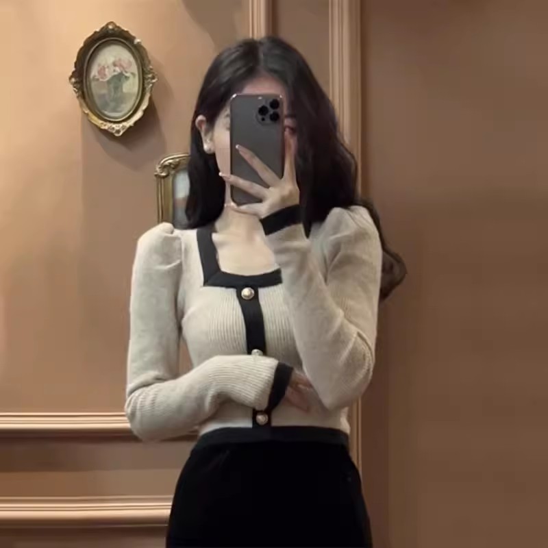 秋裝女2023年新款長袖正肩t恤女秋季甜辣小上衣女夏款設計感小眾