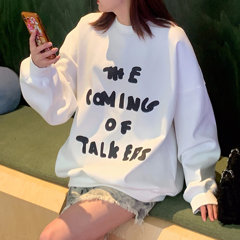 Official photo plus velvet 250g / David's round neck autumn and winter sweatshirt for women plus velvet