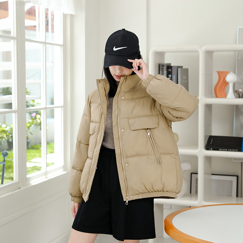 Real shot of cotton-padded jacket for women, Korean style short large size Hong Kong style loose student long waisted down jacket fat MM clothes