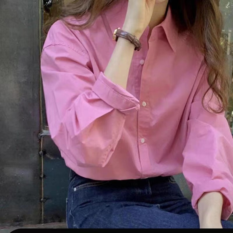 2023新款小個子藍色襯衫女春秋款法式上衣外套設計感小眾女士襯衣