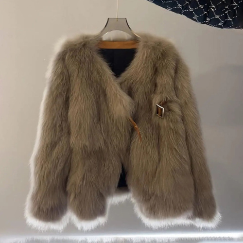 Quality Inspection Officer Picture Thick Jacket Women's Autumn and Winter New V-neck Plush Small Fragrance Fashion Light Luxurious Temperament Fur