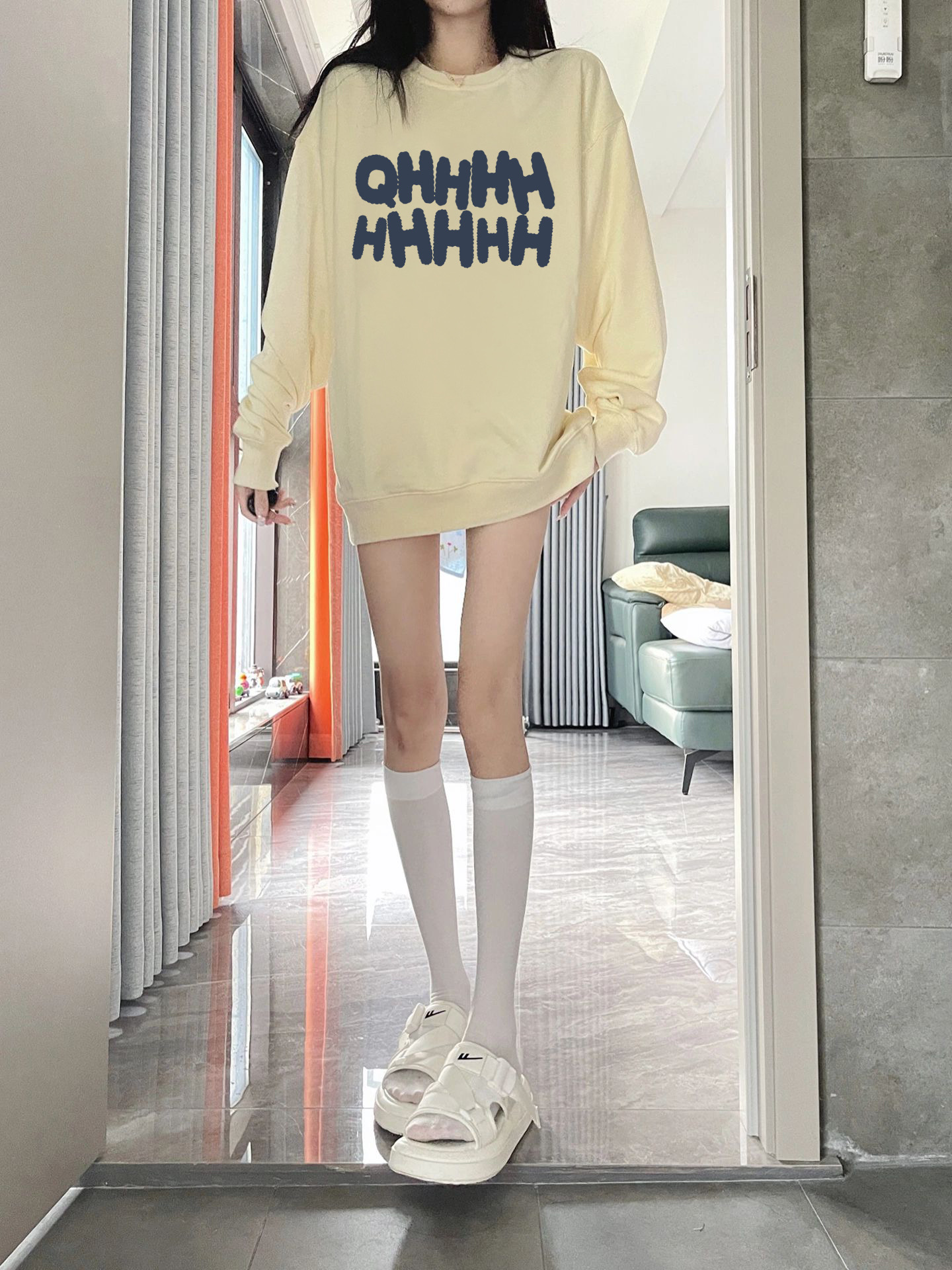 圓領衛衣女裝2023秋冬季新款hiphop寬鬆慵懶風上衣