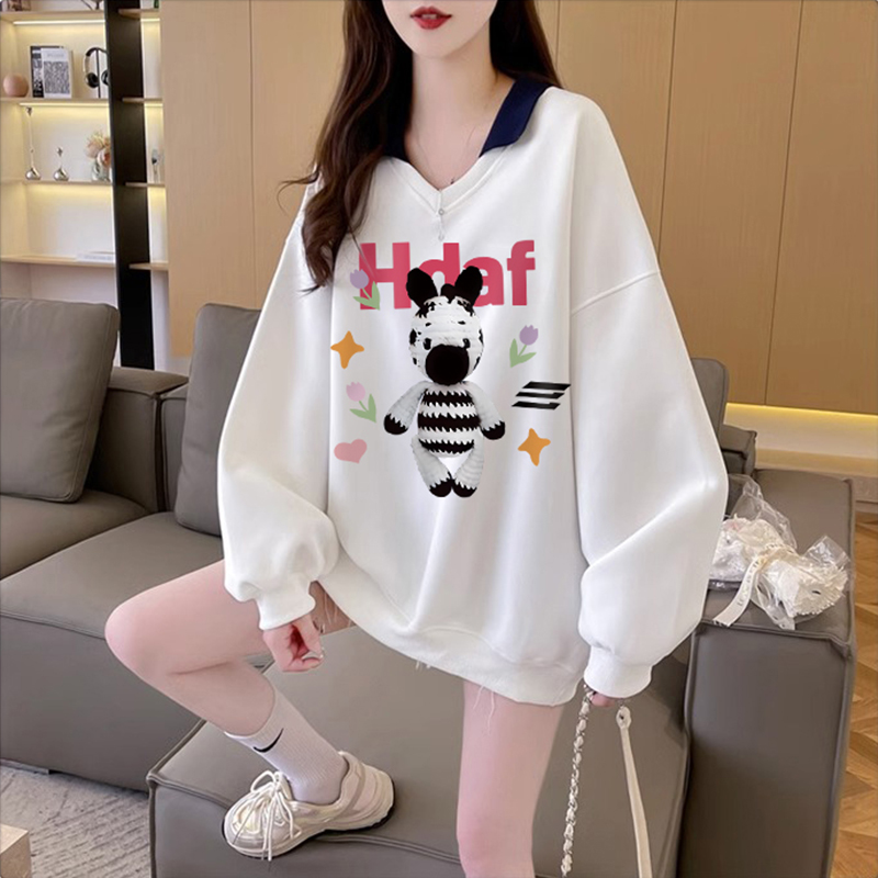 丨純棉華棉330克丨落肩款polo領衛衣女寬鬆春秋薄款上衣