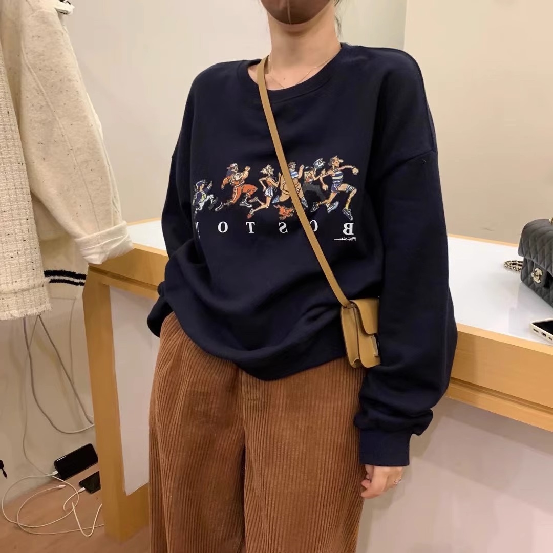 韓國新款華棉複合薄款310克/加絨410克 秋冬裝衛衣女印花寬鬆大碼