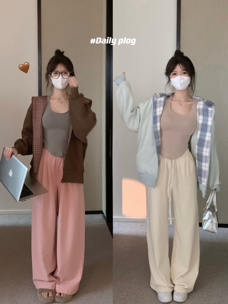 實拍~ 加絨連帽衛衣女春秋款拉鏈寬鬆加厚慵懶外套