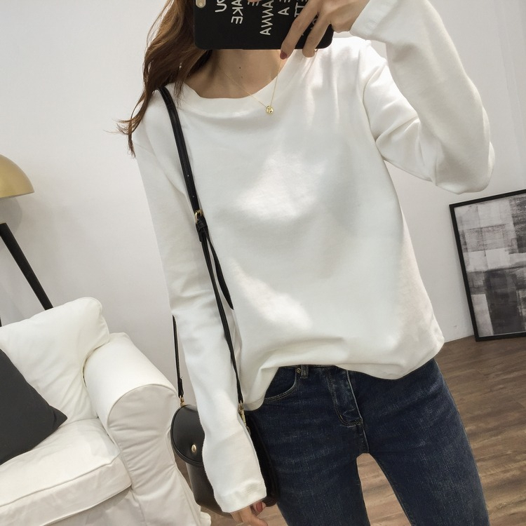 Autumn and winter inner layering shirt for women 2023 spring and autumn new Korean style loose and versatile slim long-sleeved white T-shirt top