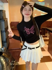 Shipped 260 free-cut autumn new slim-fitting bottoming shirt top butterfly long-sleeved T-shirt trendy