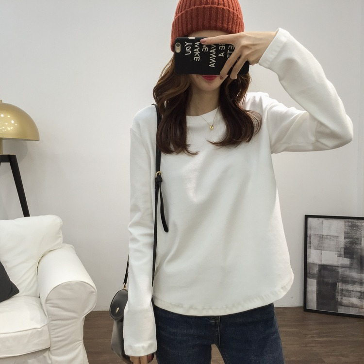 Autumn and winter inner layering shirt for women 2023 new autumn and winter Korean version loose and versatile slim long-sleeved white T-shirt top