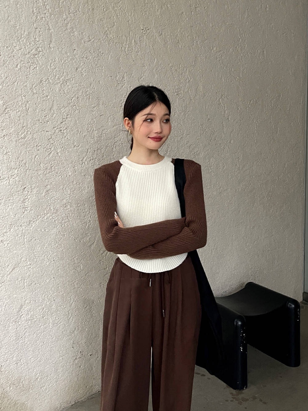 2023 new autumn sweater for women, round neck, color-blocked knitted, slim, versatile, simple, casual, fashionable, lazy style, long sleeves