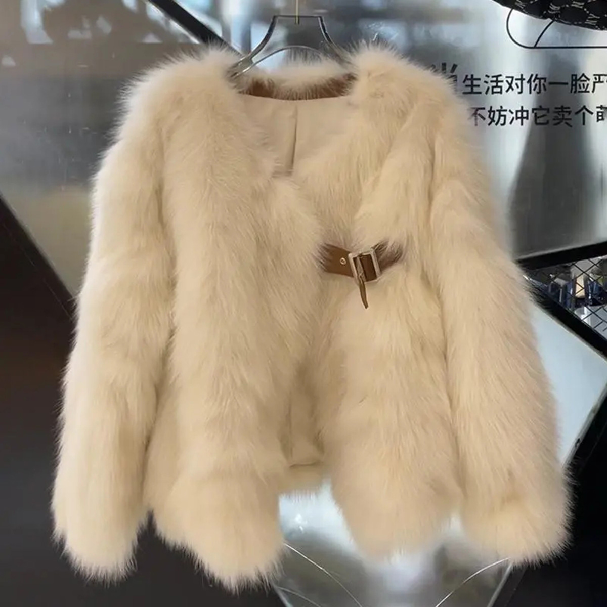 Quality Inspection Officer Picture Thick Jacket Women's Autumn and Winter New V-neck Plush Small Fragrance Fashion Light Luxurious Temperament Fur