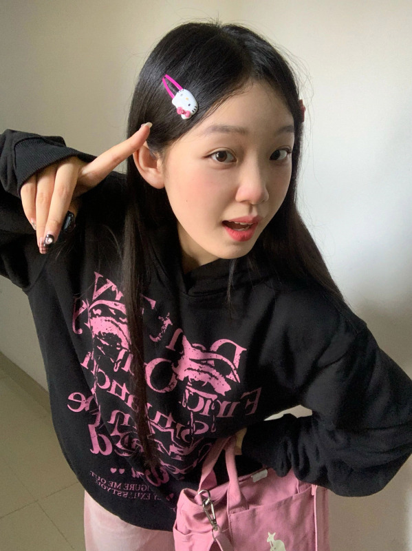 美式復古oversize連帽加絨衛衣女春秋冬季2023新款慵懶風chic外套