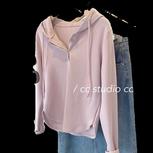 Original quality  early autumn arc hem hooded slim short long sleeve thin sweatshirt for women