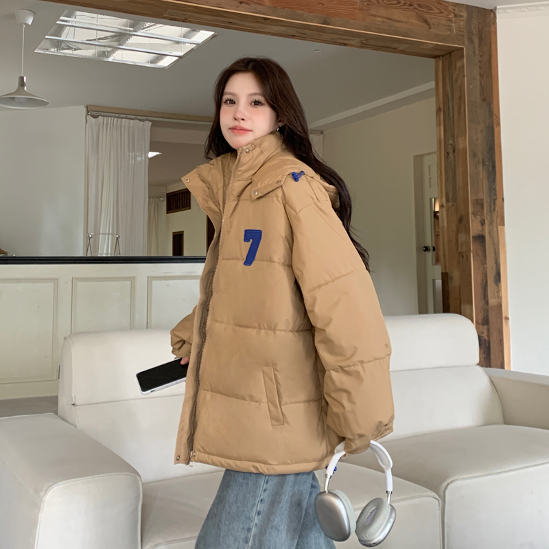 韓版ins加厚麵包棉服女冬裝2023年復古潮流百搭休閒情侶連帽外套