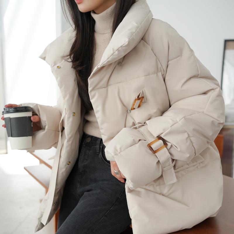 立領羽絨棉服女冬季2023新款小眾學院風韓系高級感輕薄麵包外套潮