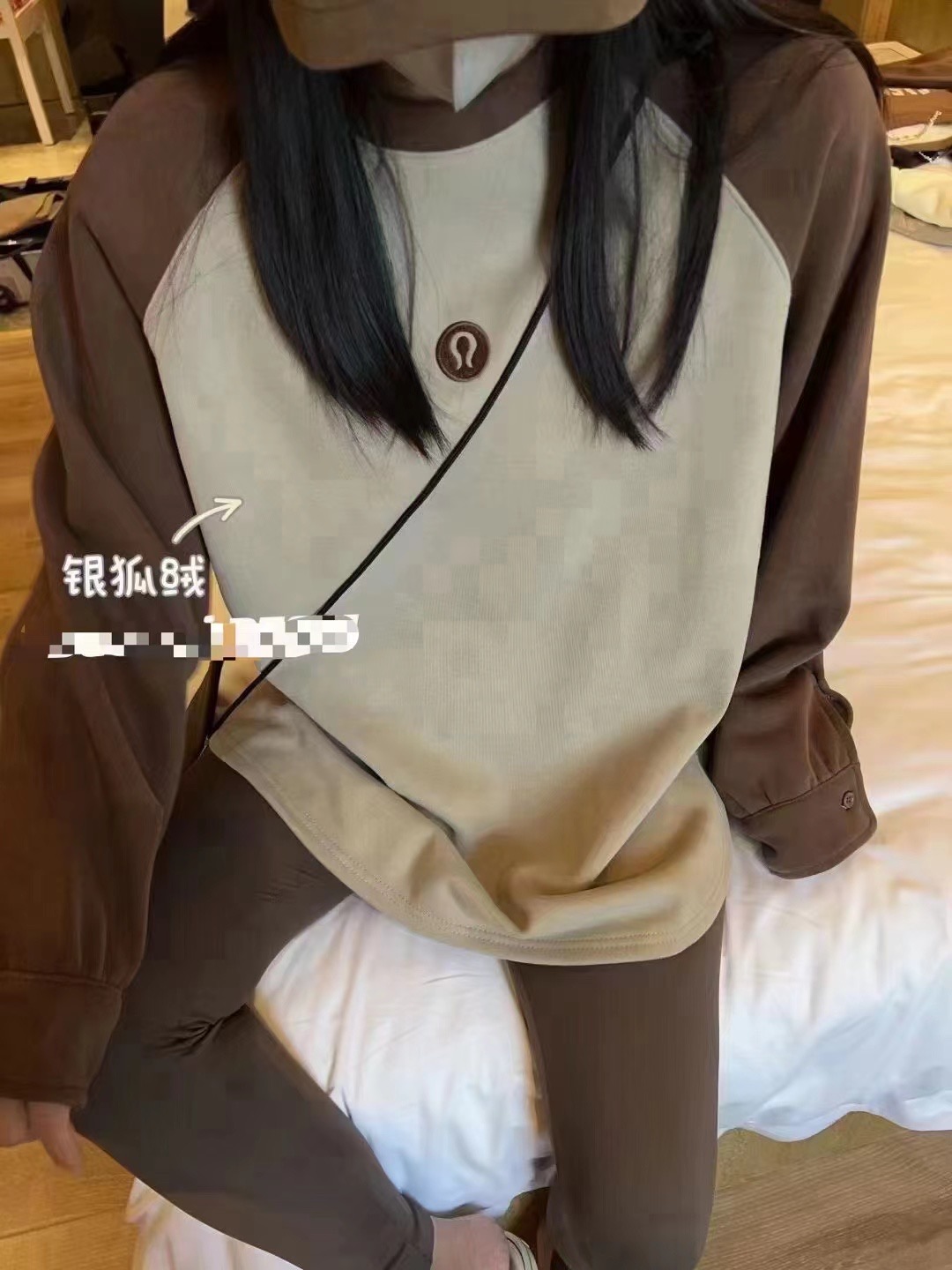 插肩袖拼色慵懶風衛衣女2023秋冬加絨加厚寬鬆百搭減齡上衣