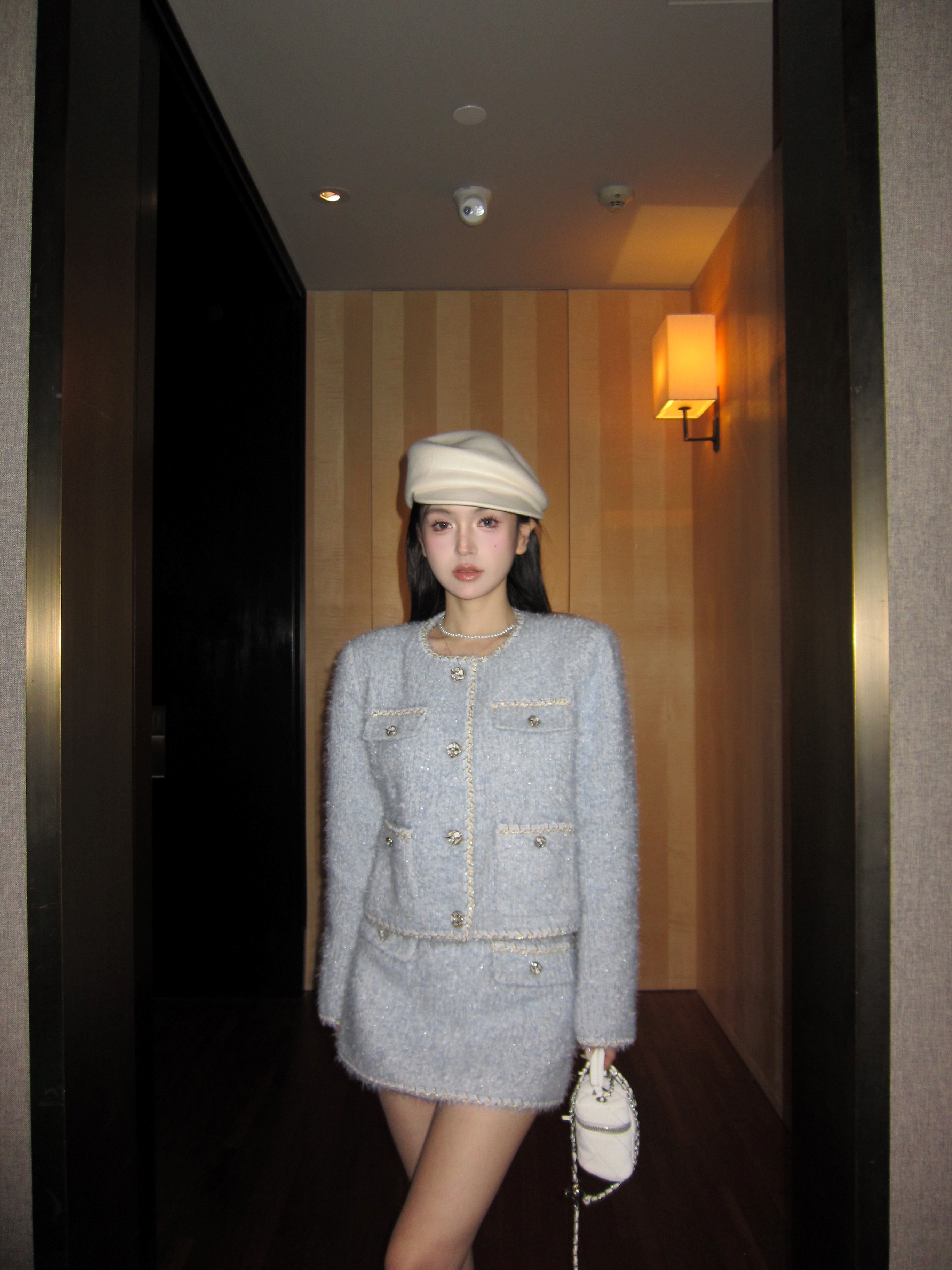Real shot French high-end small fragrance suit autumn and winter temperament two-piece set