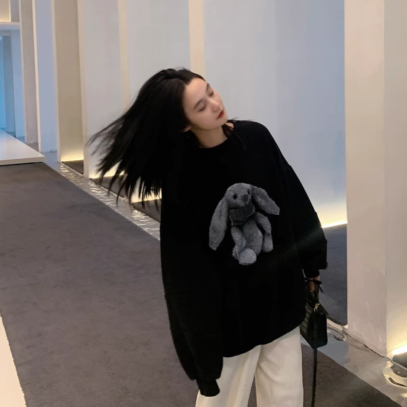韓國新款華棉複合薄款310克/加絨410克 秋冬裝衛衣女印花寬鬆大碼