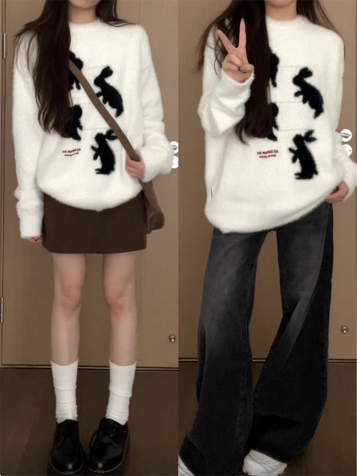 Imitation Mink #Super nice seahorse wool sweater for women autumn and winter 2023 new style lazy style white sweater loose long sleeves