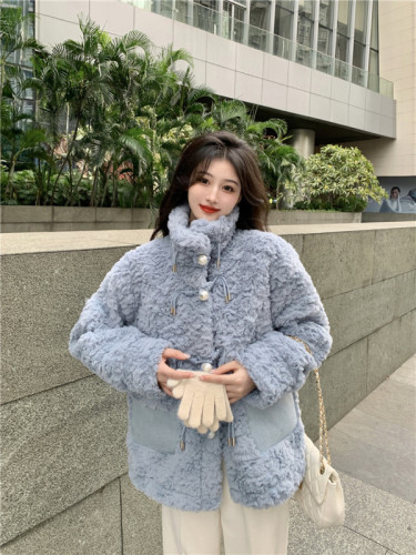Actual shot 9918#~Lamb plush fur all-in-one coat for women winter Korean style imitation fur loose thickened coat