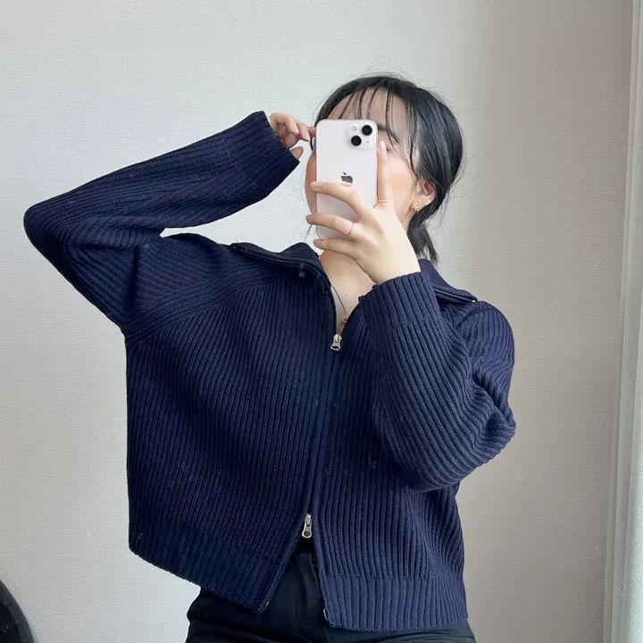 韓國ins寬鬆百搭雙頭拉鏈毛衣慵懶秋冬百搭針織開衫女