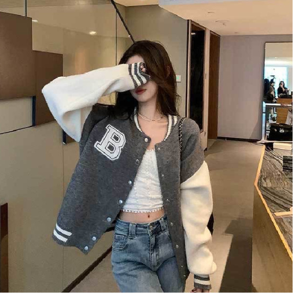 美式復古棒球服外套女春秋冬季加厚寬鬆情侶夾克