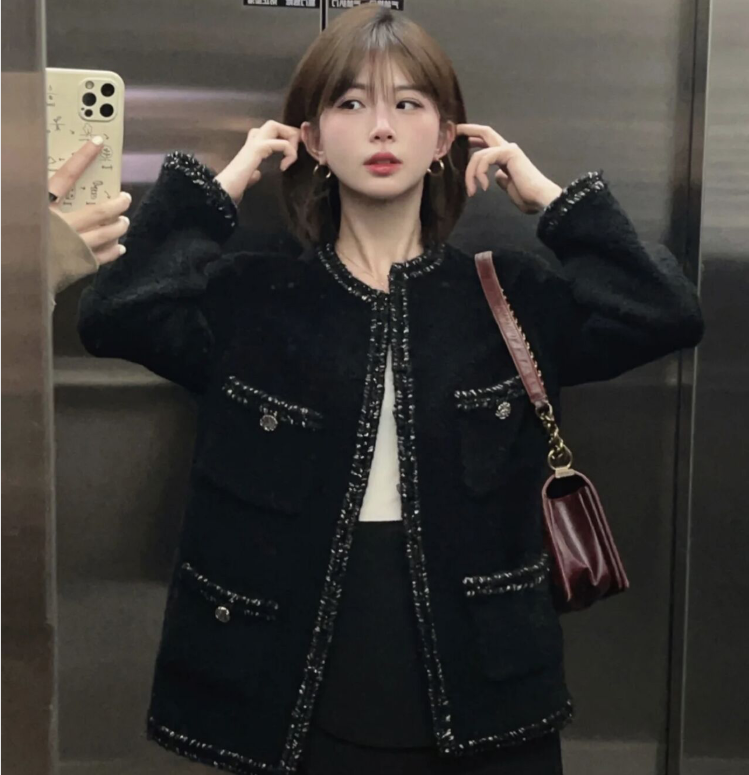 秋冬裝新款大碼女裝韓版編織粗花呢休閒顯瘦外套上衣M-4XL200斤