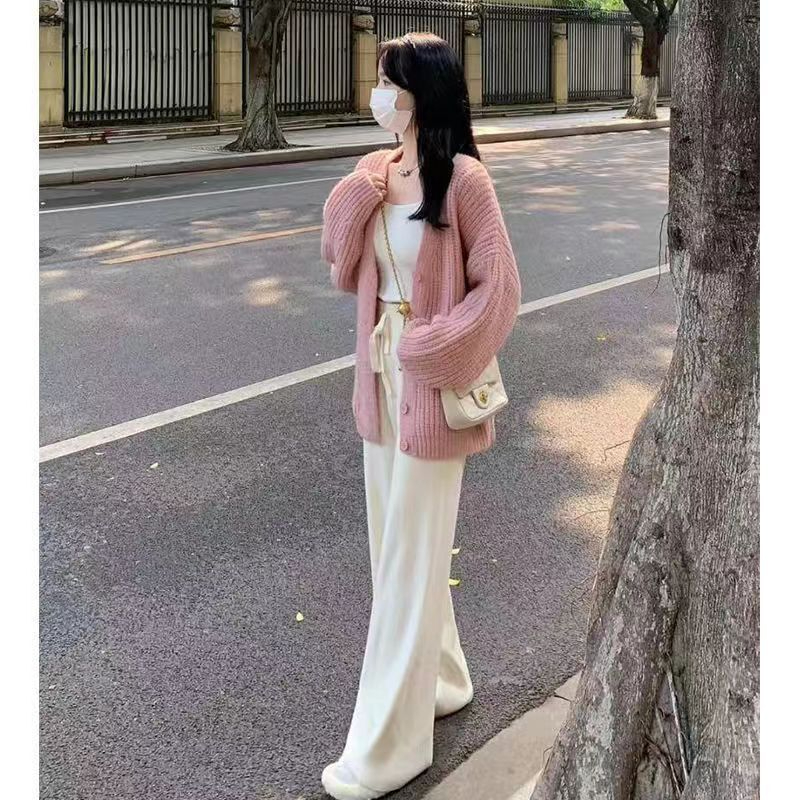 溫柔甜美學院風軟糯毛衣女學生秋冬慵懶風寬鬆外穿針織開衫