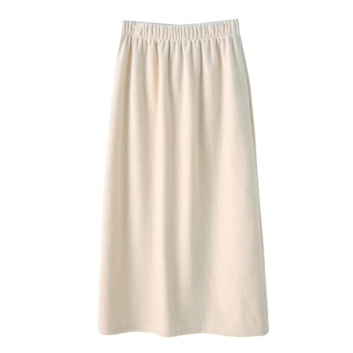 Actual shot of velvet drape plus velvet skirt for women, autumn and winter high waist skirt, straight back slit, mid-length a-line skirt