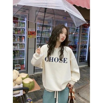 Harajuku BF thickened velvet pullover round neck sweatshirt for female students salt loose top autumn and winter coat lazy style