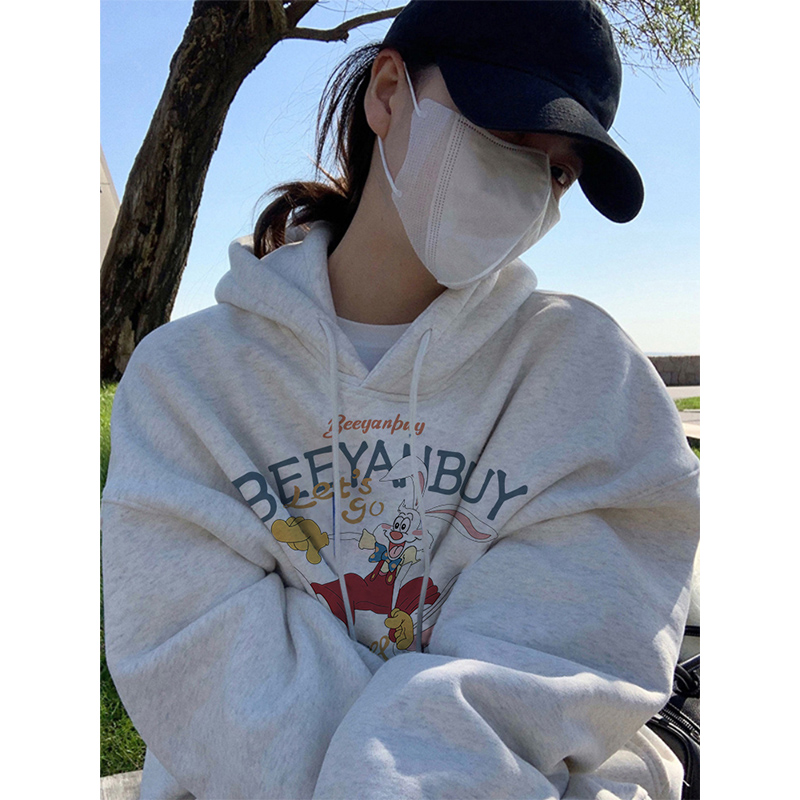韓版新款時尚休閒 華棉複合薄款310克/加絨410克秋冬裝衛衣女印花