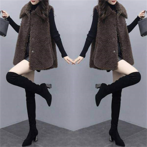 Double-sided velvet autumn and winter new Korean style loose fashion vest fleece jacket for women