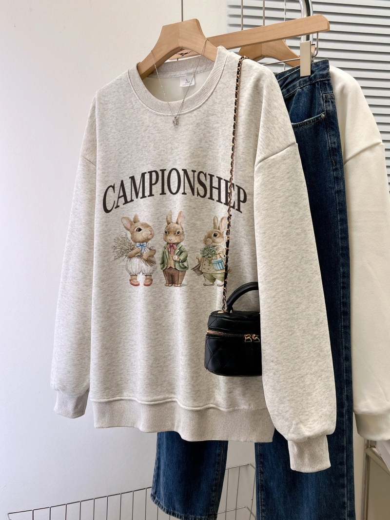 Actual shot of pure cotton-Hua Mian/thin 330g/plus velvet 420g autumn and winter sweatshirt for women