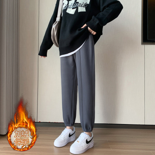 Real shot of winter Korean version 6535 composite loose high-waisted harem pants, casual velvet sports pants for women