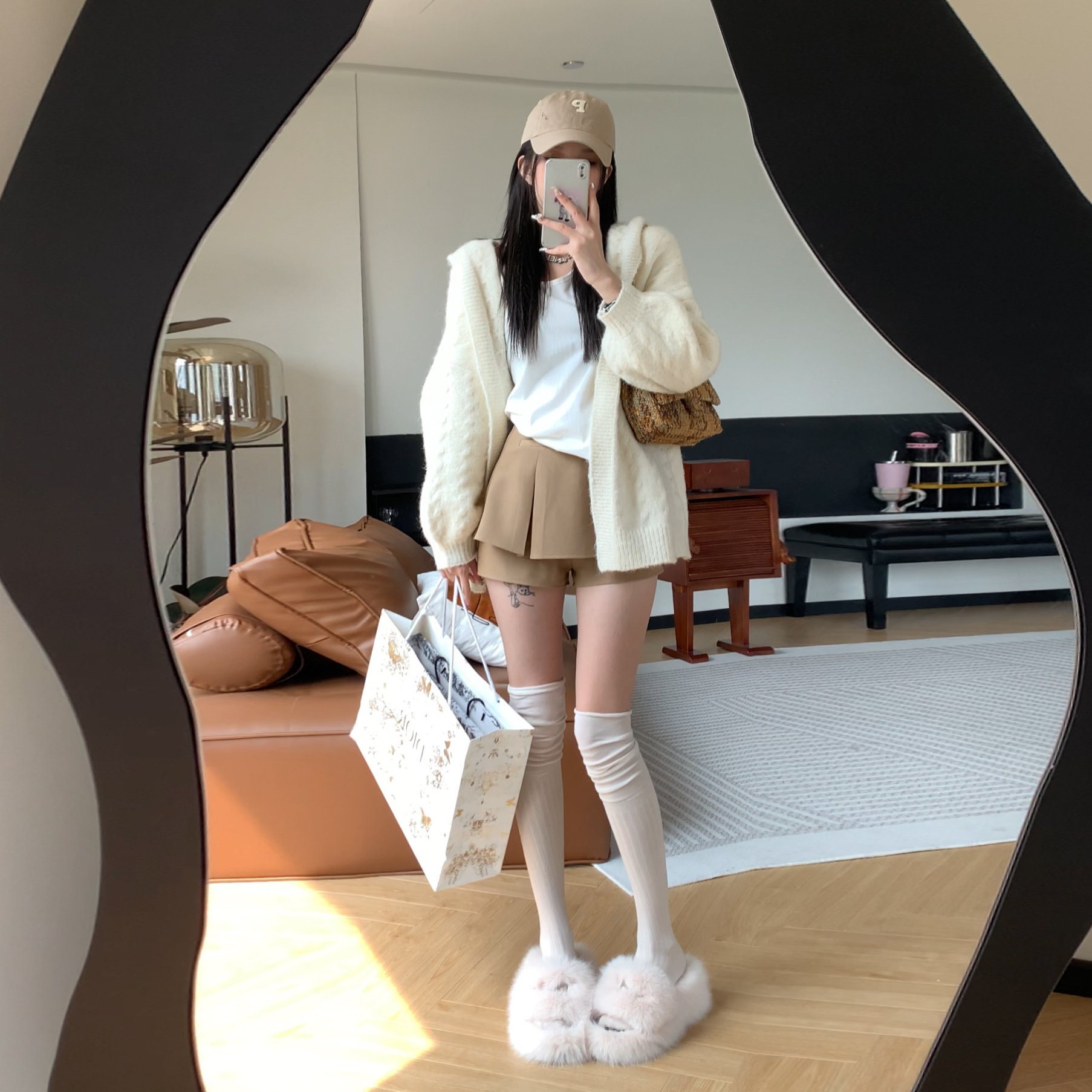 孫妍新款桔梗麻花2023新款慵懶風寬鬆連帽麻花針織開衫外套女