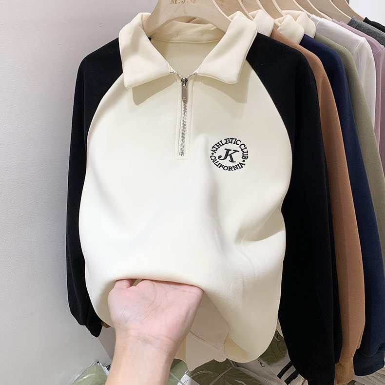 牛奶絲複合銀狐絨2023韓版加絨衛衣女拉鏈磨毛加厚洋氣上衣