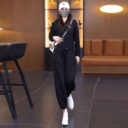 Women's hooded sweatshirt suit 2023 spring and autumn new fashion carrot pants sportswear two-piece set lazy and loose