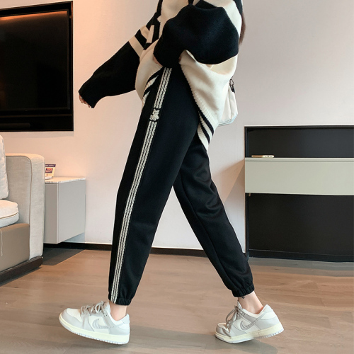 Actual shot of winter Korean version 6535 composite loose high-waisted leggings casual velvet sports pants for women