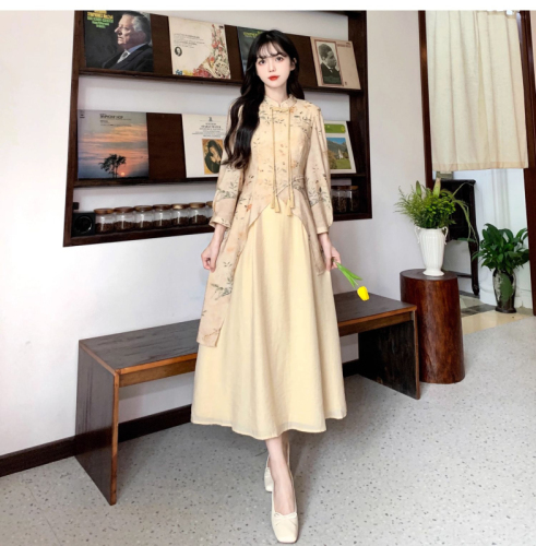  Korean version new new Chinese style improved cheongsam skirt autumn large size French retro elegant dress for women