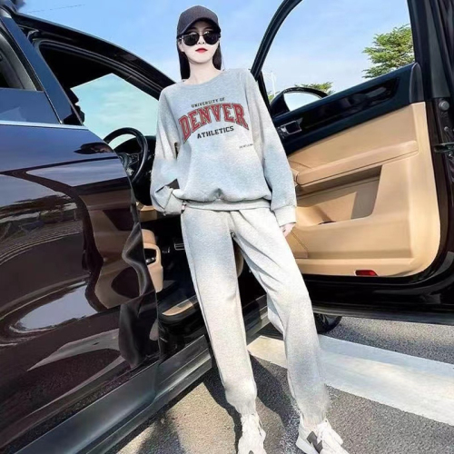 Suit women's spring and autumn new style small pure lust style high-end letter printed sweatshirt leggings and pants two-piece set