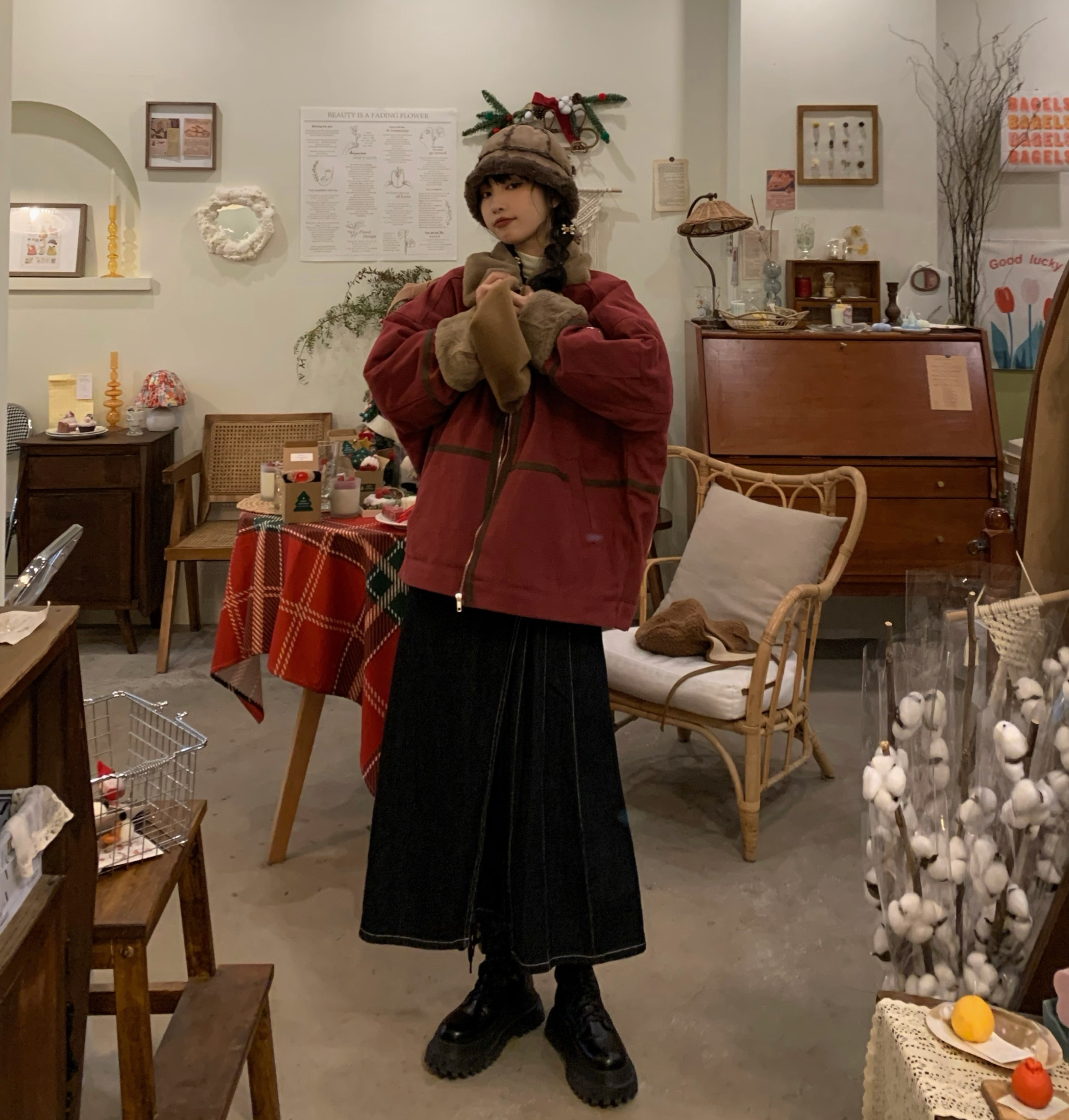 實拍~小個子棉服韓版毛絨立領加厚寬鬆外套