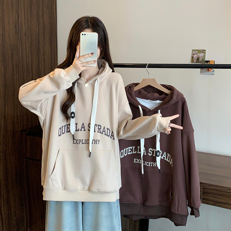 Actual shot of hooded sweatshirt for women in autumn and winter new style fat girl fashionable Korean version lazy style loose plus velvet casual jacket trend