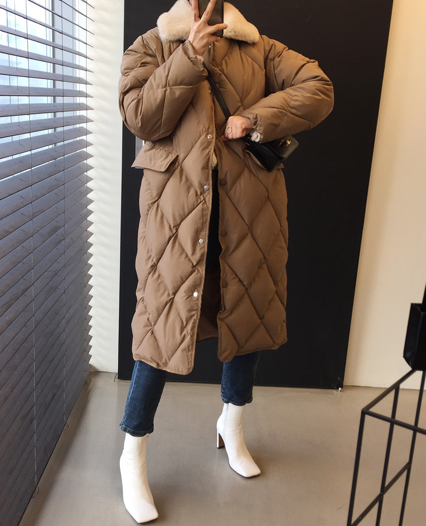 ！韓國chic 加厚保暖長款棉衣棉服