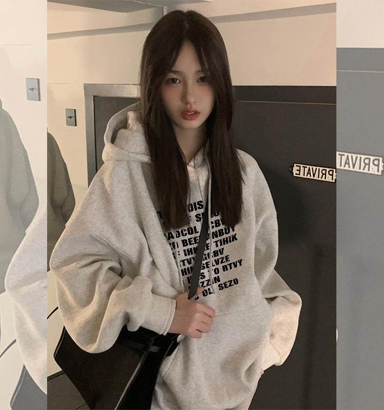 韓版新款時尚休閒 華棉複合薄款310克/加絨410克秋冬裝衛衣女印花