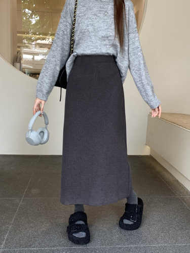 Actual shot of 2023 new winter clothing, small A woolen skirt, pear-shaped figure, high waist, slim woolen mid-length skirt